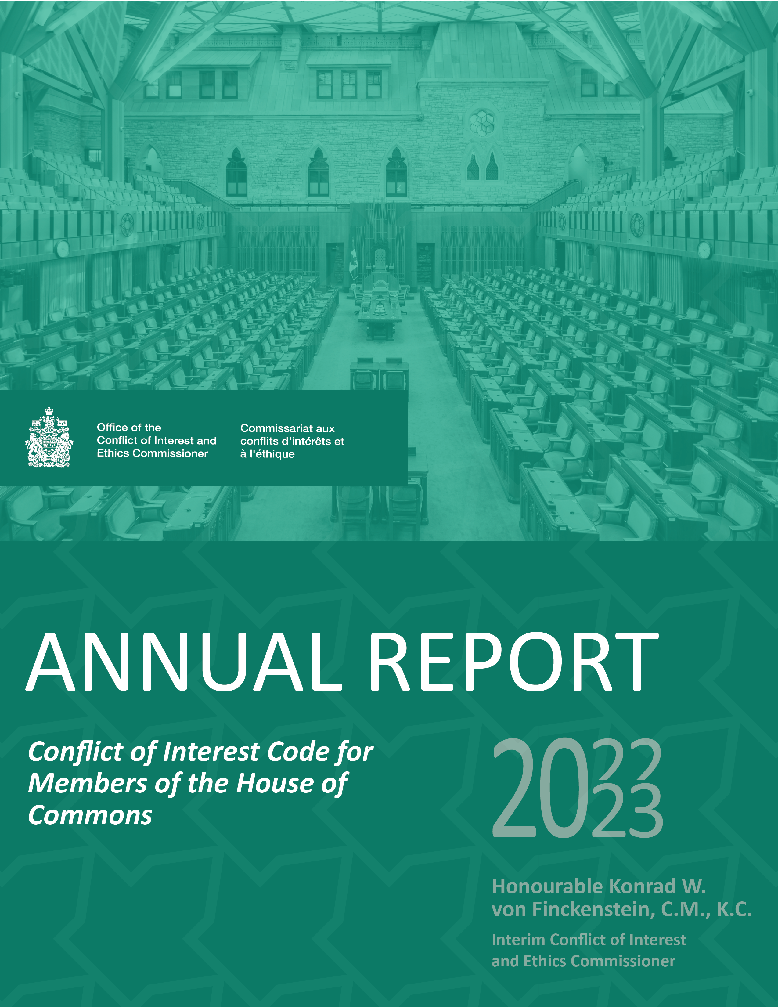 Cover page of the Annual Report under the Conflict of Interest Act - 2021-2022