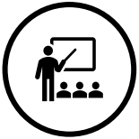 Icon of someone giving a presentation to an audience